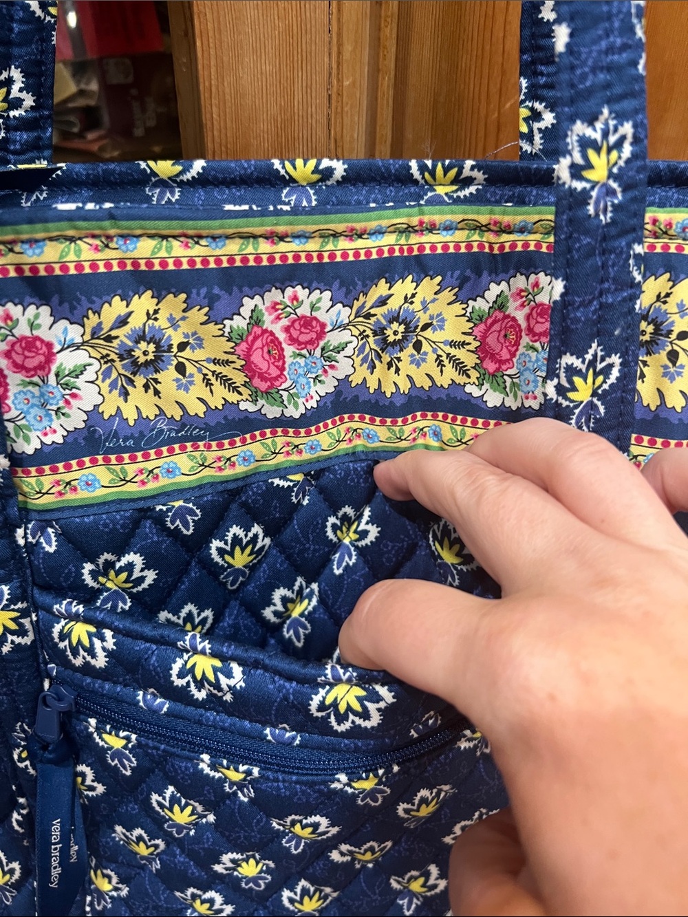 NWOT Vera Bradley Small Original Tote in Maison Blue Pattern - Picture 3 of 11